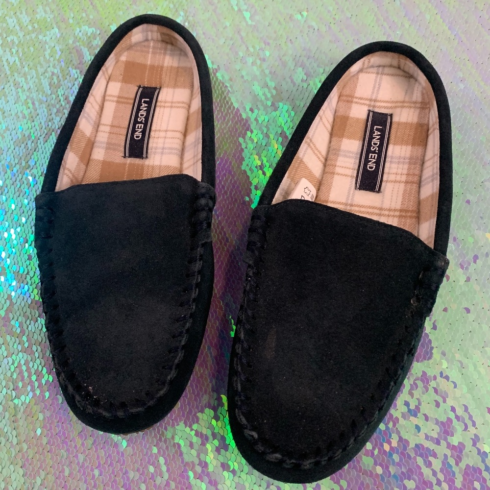 *CLEARANCE* NWOT Lands' End Slippers 8 Navy Plaid
